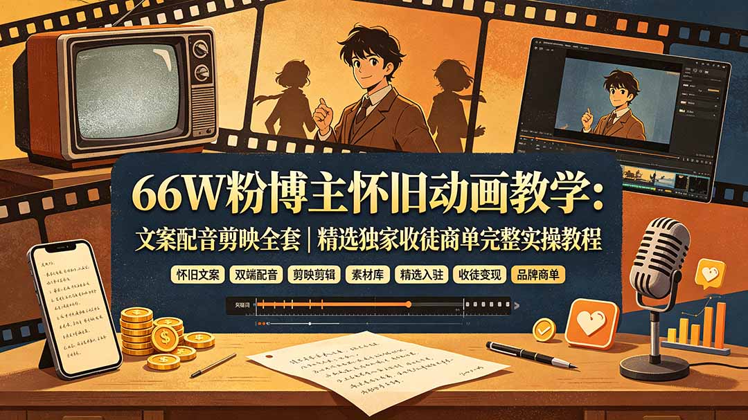 66W粉博主怀旧动画教学：文案配音剪映全套｜精选独家收徒商单完整实操教程采购|汽车产业|汽车配件|机加工企业家交流社群中心