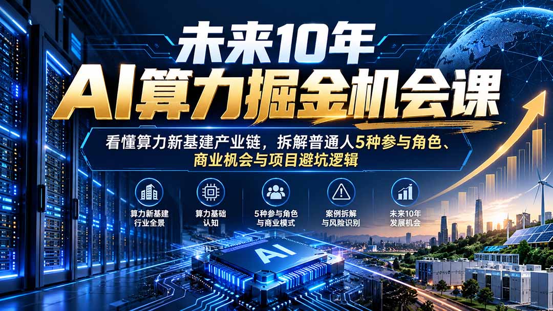 未来10年AI算力掘金机会课：看懂算力新基建产业链，拆解普通人5种参与角色、商业机会与项目避坑逻辑采购|汽车产业|汽车配件|机加工企业家交流社群中心