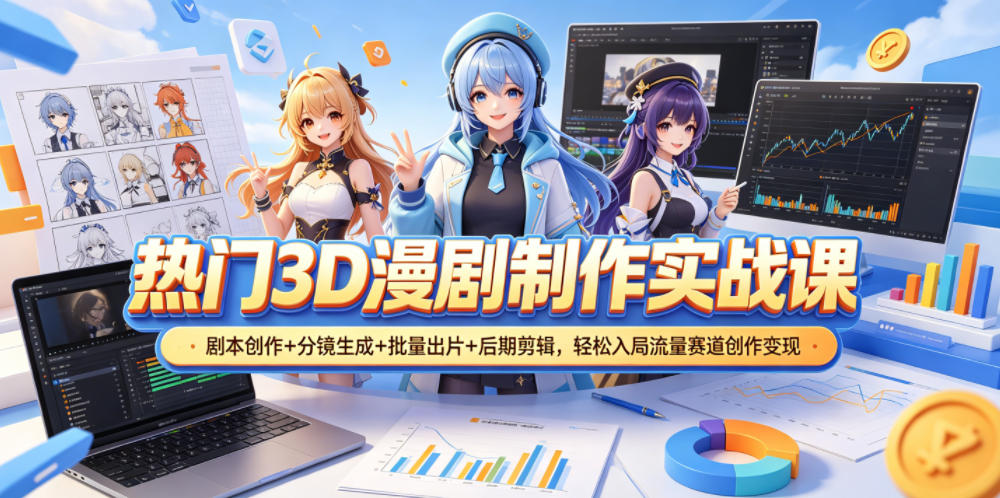 热门3D漫剧制作实战课，剧本创作+分镜生成+批量出片+后期剪辑，轻松入局流量赛道创作变现采购|汽车产业|汽车配件|机加工企业家交流社群中心