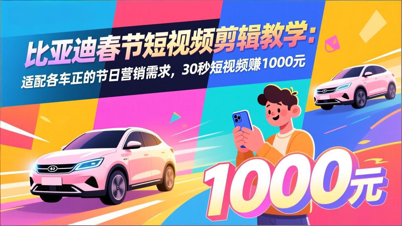 比亚迪春节短视频剪辑教学：适配各车企的节日营销需求，30秒短视频赚1000元采购|汽车产业|汽车配件|机加工蚂蚁智酷企业交流社群中心