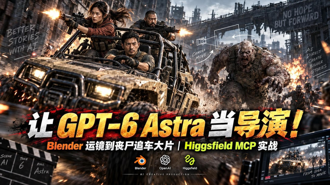 让GPT-6 Astra当导演！Blender运镜到丧尸追车大片｜Higgsfield MCP实战采购|汽车产业|汽车配件|机加工企业家交流社群中心