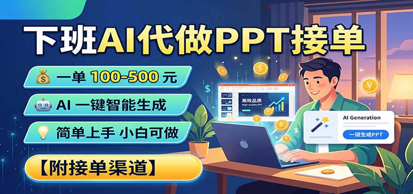 下班AI代做PPT接单,一单100-500,AI一键生成,小白也能做,附接单渠道采购|汽车产业|汽车配件|机加工企业家交流社群中心