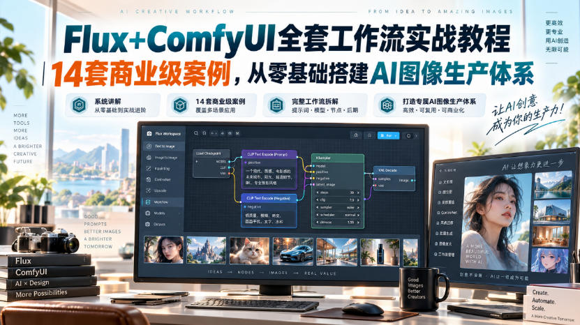 Flux+ComfyUI全套工作流实战教程｜14套商业级案例，从零基础搭建AI图像生产体系采购|汽车产业|汽车配件|机加工企业家交流社群中心