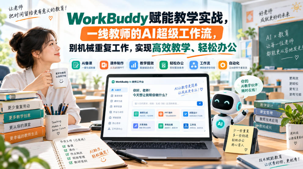 WorkBuddy赋能教学实战,一线教师的AI超级工作流,别机械重复工作,实现高效教学、轻松办公采购|汽车产业|汽车配件|机加工企业家交流社群中心
