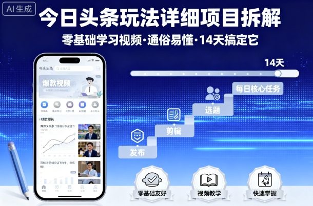 今日头条玩法详细项目拆解,零基础学习视频 通俗易懂 14天搞定它采购|汽车产业|汽车配件|机加工蚂蚁智酷企业交流社群中心