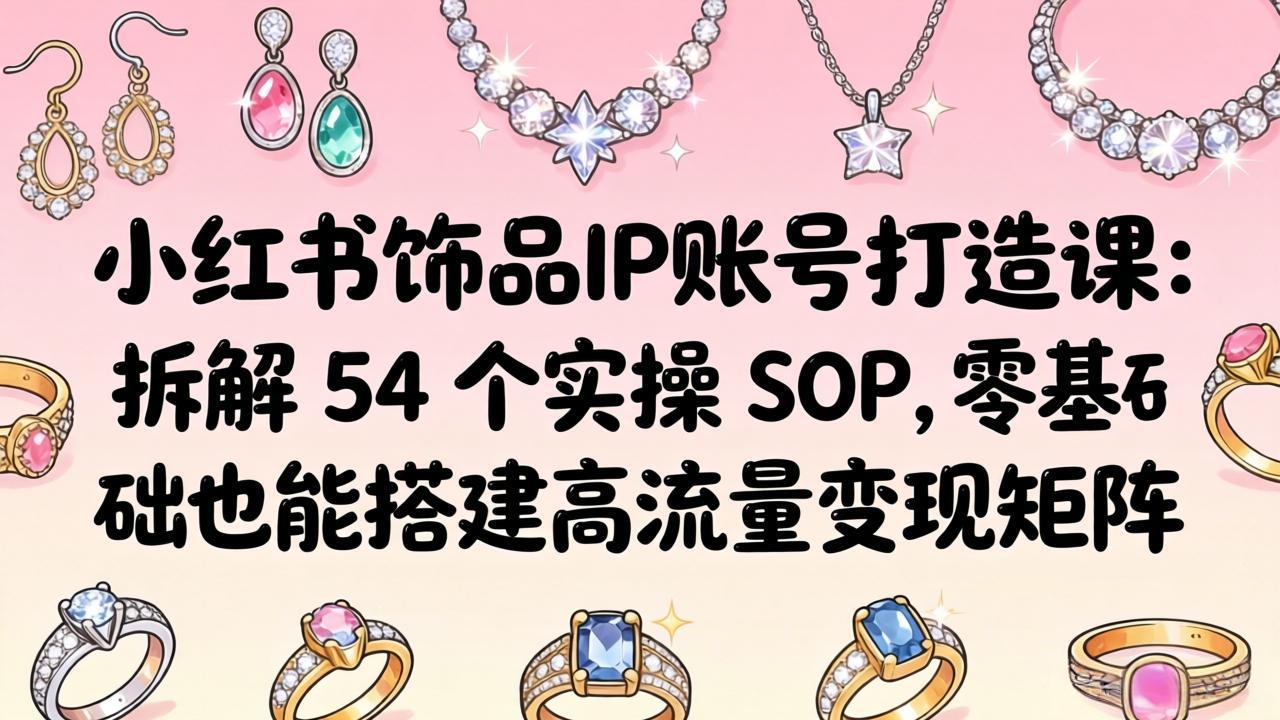小红书饰品IP账号打造课：拆解 54 个实操 SOP，零基础也能搭建高流量变现矩阵采购|汽车产业|汽车配件|机加工企业家交流社群中心