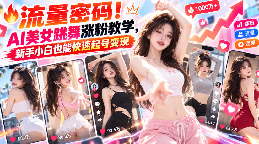 流量密码！AI美女跳舞涨粉教学，新手小白也能快速起号变现采购|汽车产业|汽车配件|机加工企业家交流社群中心