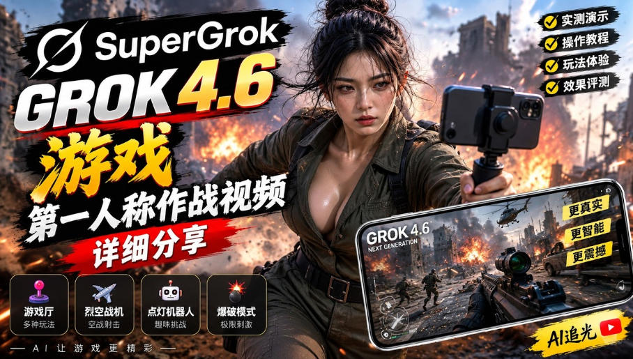 Grok 4.6也能做游戏？第一人称作战视频实测｜玩法详细讲解采购|汽车产业|汽车配件|机加工企业家交流社群中心