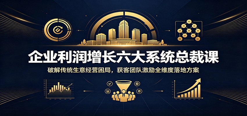 企业利润增长六大系统总裁课:破解传统生意经营困局,获客团队激励全维度落地方案采购|汽车产业|汽车配件|机加工企业家交流社群中心