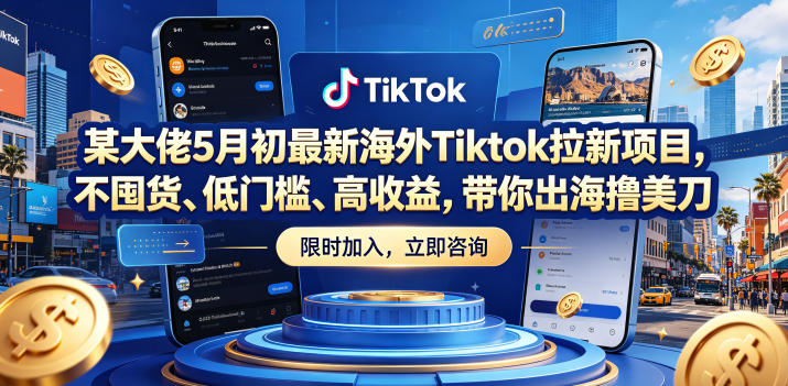 某大佬5月初最新海外Tiktok拉新项目，不囤货、低门槛、高收益，带你出海撸美刀采购|汽车产业|汽车配件|机加工企业家交流社群中心