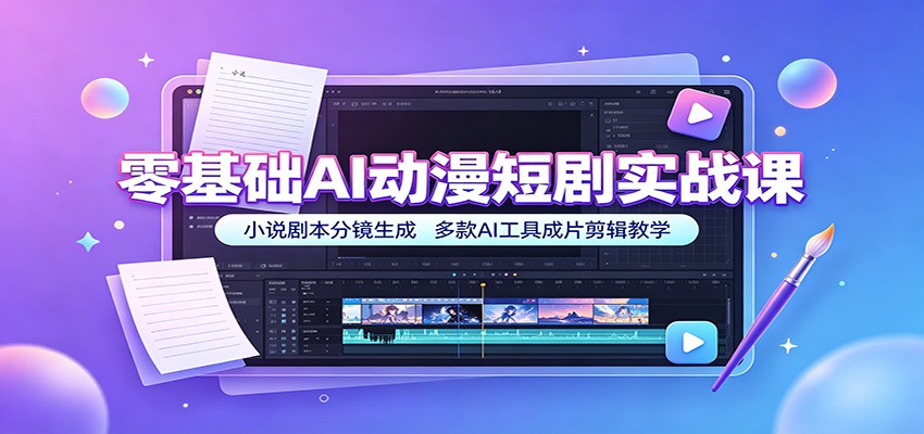零基础AI动漫短剧实战课:小说剧本分镜生成,多款AI工具成片剪辑教学采购|汽车产业|汽车配件|机加工企业家交流社群中心