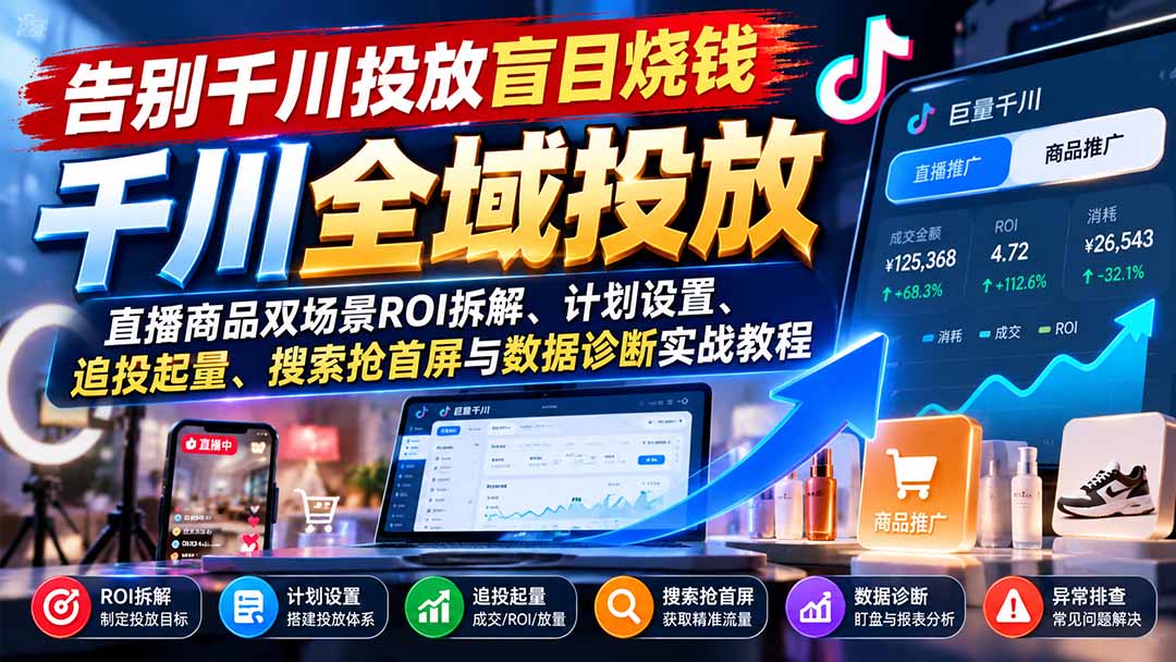 告别千川投放盲目烧钱：直播商品双场景ROI拆解、计划设置、追投起量、搜索抢首屏与数据诊断实战教程采购|汽车产业|汽车配件|机加工企业家交流社群中心