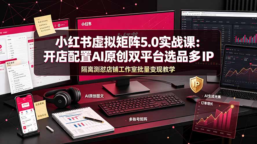 小红书虚拟矩阵5.0实战课：开店配置｜AI原创｜双平台选品｜多IP隔离｜测怼店铺工作室批量变现实操教学采购|汽车产业|汽车配件|机加工企业家交流社群中心