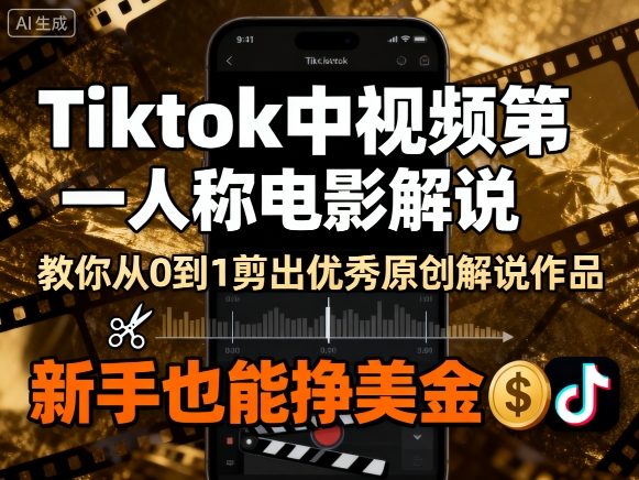Tiktok中视频第一人称电影解说,教你从0到1剪出一个优秀的原创解说作品,新手也能挣美金采购|汽车产业|汽车配件|机加工蚂蚁智酷企业交流社群中心