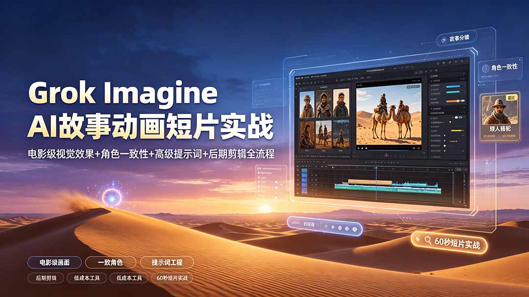Grok Imagine AI故事动画短片实战：电影级视觉效果+角色一致性+高级提示词+后期剪辑全流程采购|汽车产业|汽车配件|机加工企业家交流社群中心