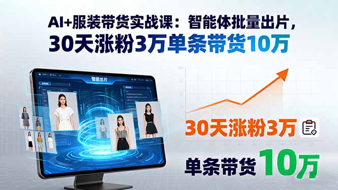 AI+服装带货实战课:智能体批量出片,30天涨粉3万单条带货10万采购|汽车产业|汽车配件|机加工蚂蚁智酷企业交流社群中心