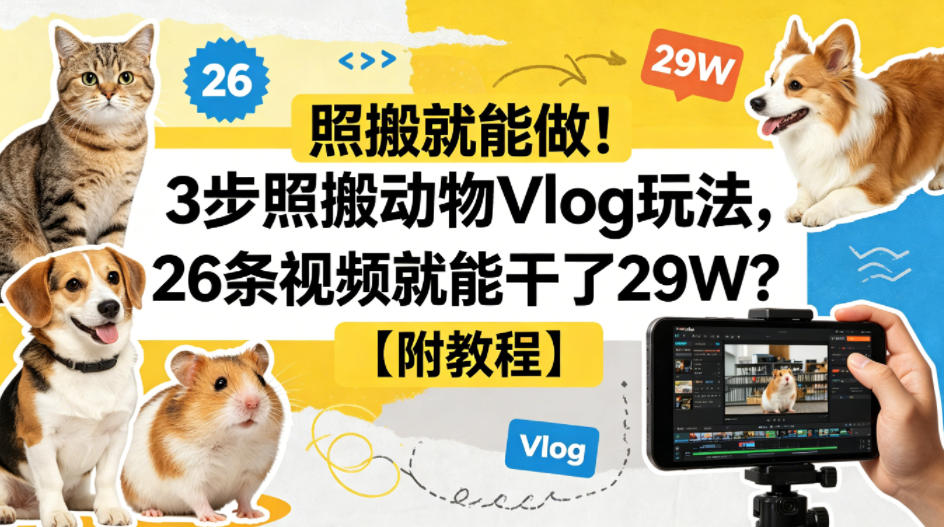 照搬就能做！3步照搬动物Vlog玩法，26条视频就能干了29W？【附教程】【赠coze一键生成工作流】采购|汽车产业|汽车配件|机加工企业家交流社群中心