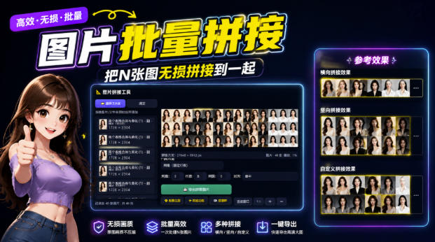 图片批量拼接，把N张图无损拼接到一起，支持横向、竖向、自定义等功能采购|汽车产业|汽车配件|机加工企业家交流社群中心