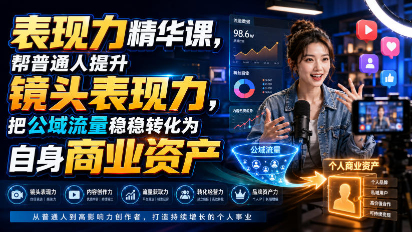 表现力精华课，帮普通人提升镜头表现力，把公域流量稳稳转化为自身商业资产采购|汽车产业|汽车配件|机加工企业家交流社群中心