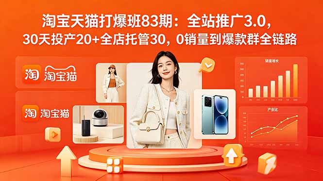 2026淘宝天猫打爆班83期：全站推广3.0，30天投产20+全店托管30，0销量到爆款群全链路采购|汽车产业|汽车配件|机加工企业家交流社群中心