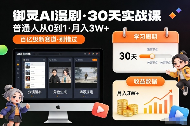 御灵AI漫剧30天实战课，普通人从0到1，月入3W+，别错过这个百亿级新赛(更新中)采购|汽车产业|汽车配件|机加工蚂蚁智酷企业交流社群中心