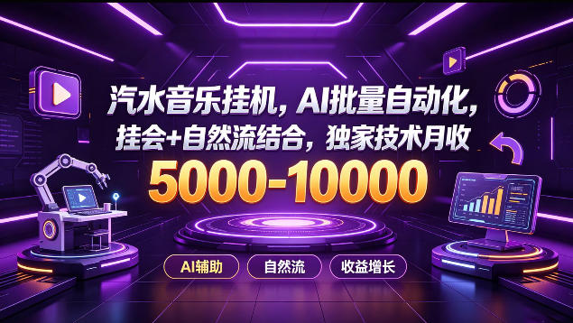 汽水音乐挂G项目,AI批量自动化,挂会+自然流结合,独家技术月收5k-1W+【揭秘】采购|汽车产业|汽车配件|机加工企业家交流社群中心