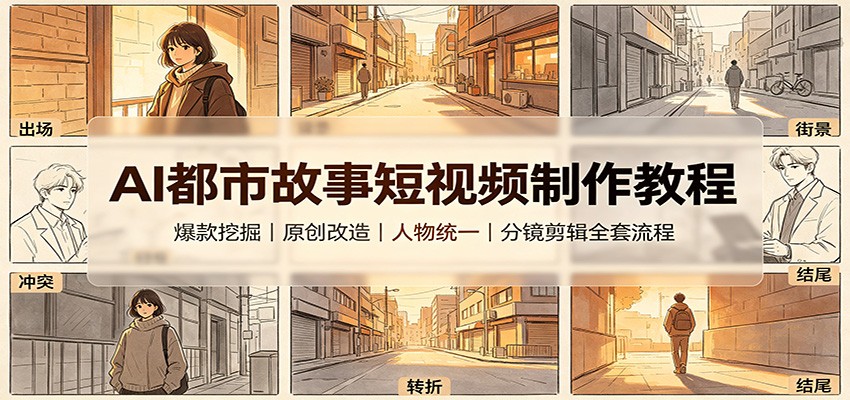 AI都市故事短视频制作教程：爆款挖掘原创改造，人物统一分镜剪辑全套流程采购|汽车产业|汽车配件|机加工企业家交流社群中心