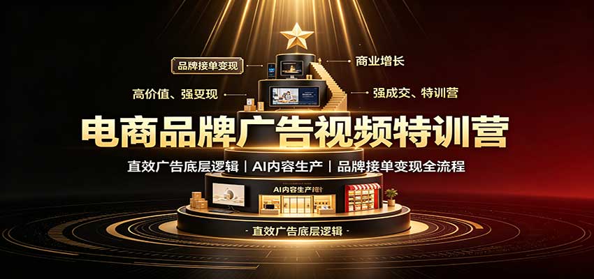 电商品牌广告视频特训:直效广告底层逻辑,AI内容生产,品牌接单变现全流程采购|汽车产业|汽车配件|机加工企业家交流社群中心