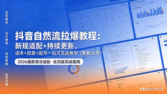 抖音自然流拉爆教程：新规适配+持续更新，话术+投放+起号一站式实战教学(更新26年5月11采购|汽车产业|汽车配件|机加工企业家交流社群中心