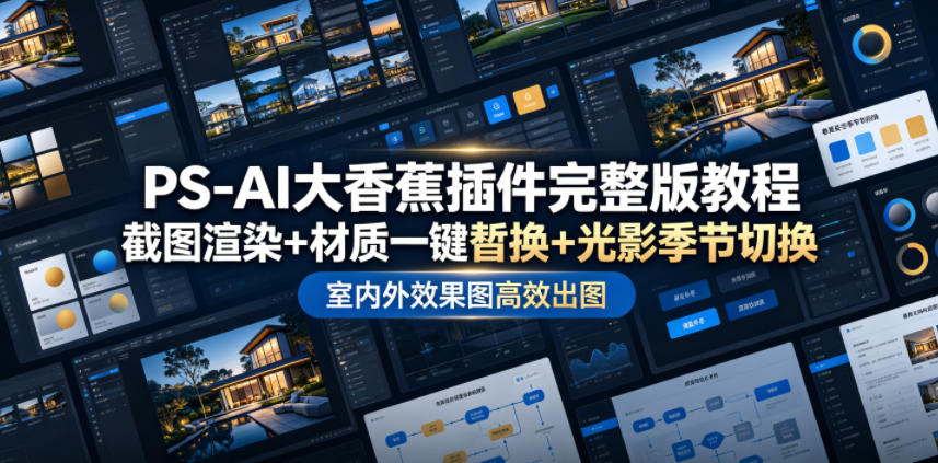 PS-AI大香蕉插件完整版教程，截图渲染+材质一键替换+光影季节切换，室内外效果图高效出图高阶课程采购|汽车产业|汽车配件|机加工企业家交流社群中心
