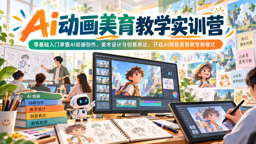 Ai动画美育教学实训营,零基础入门掌握AI动画创作、美术设计与创意表达,开启AI赋能美育教学新模式采购|汽车产业|汽车配件|机加工企业家交流社群中心