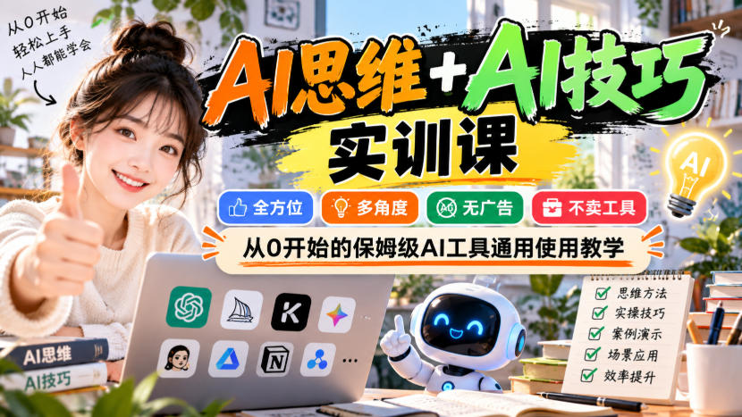 【无水印】AI思维+AI技巧实训课,全方位、多角度、无广告、不卖工具,从0开始的保姆级AI工具通用使用教学采购|汽车产业|汽车配件|机加工企业家交流社群中心