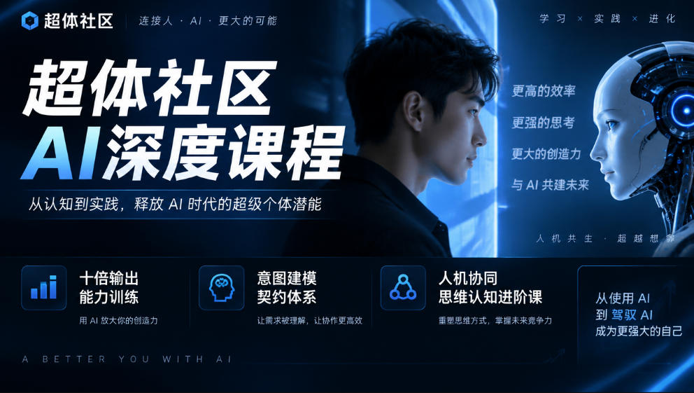 超体社区AI深度课程，十倍输出能力训练，意图建模契约体系，人机协同思维认知进阶课采购|汽车产业|汽车配件|机加工企业家交流社群中心