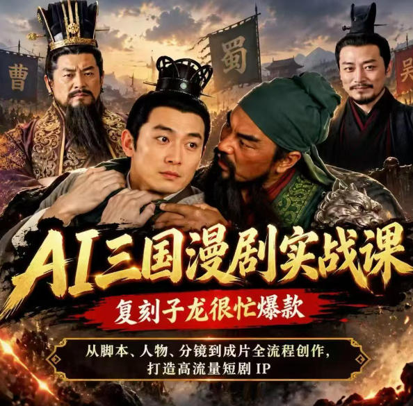 抖音14W粉博主同款AI三国漫剧实战课,复刻子龙很忙爆款,从脚本、人物、分镜到成片全流程创作,打造高流量短剧IP采购|汽车产业|汽车配件|机加工企业家交流社群中心