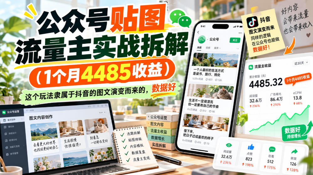 公众号贴图流量主实战拆解(1个月4485收益),这个玩法隶属于抖音的图文演变而来的,数据好采购|汽车产业|汽车配件|机加工企业家交流社群中心