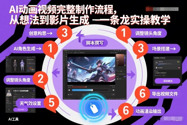 AI动画视频完整制作流程，从想法到影片生成一条龙实操教学采购|汽车产业|汽车配件|机加工蚂蚁智酷企业交流社群中心