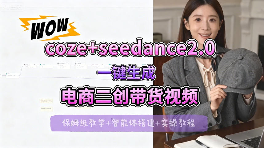 【Coze工作流搭建实操教程】seedance2.0+coze一键生成电商二创带货视频，全流程保姆级教学采购|汽车产业|汽车配件|机加工企业家交流社群中心