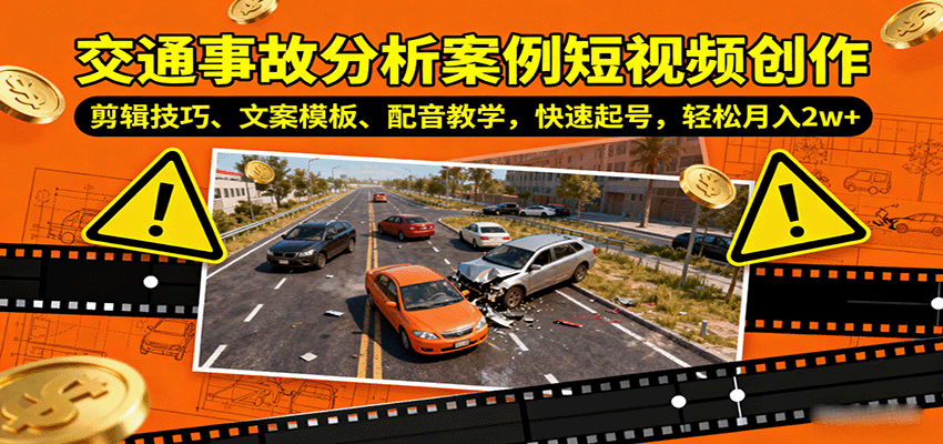 交通事故分析案例短视频创作,剪辑技巧、文案模板、配音教学,快速起号,轻松月入2w+采购|汽车产业|汽车配件|机加工蚂蚁智酷企业交流社群中心