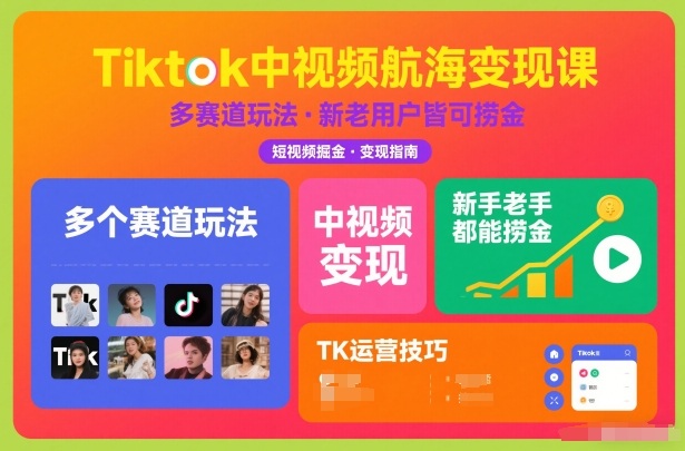 Tiktok中视频航海变现课，多个赛道玩法，新手老手都能在TK中视频捞金采购|汽车产业|汽车配件|机加工蚂蚁智酷企业交流社群中心