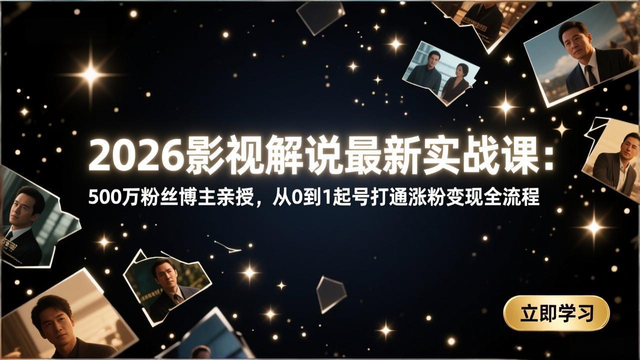 2026影视解说最新实战课:500万粉丝博主亲授,从0到1起号打通涨粉变现全流程采购|汽车产业|汽车配件|机加工蚂蚁智酷企业交流社群中心