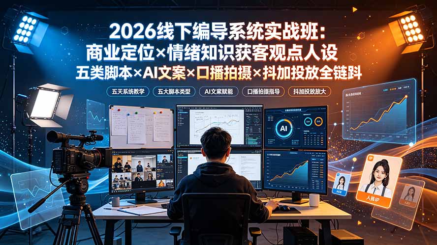 2026线下编导系统实战班：商业定位×情绪知识获客观点人设五类脚本×AI文案×口播拍摄×抖加投放全链路采购|汽车产业|汽车配件|机加工企业家交流社群中心