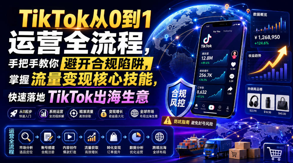 TikTok从0到1运营全流程,手把手教你避开合规陷阱,掌握流量变现核心技能,快速落地TikTok出海生意(更新8月)采购|汽车产业|汽车配件|机加工企业家交流社群中心