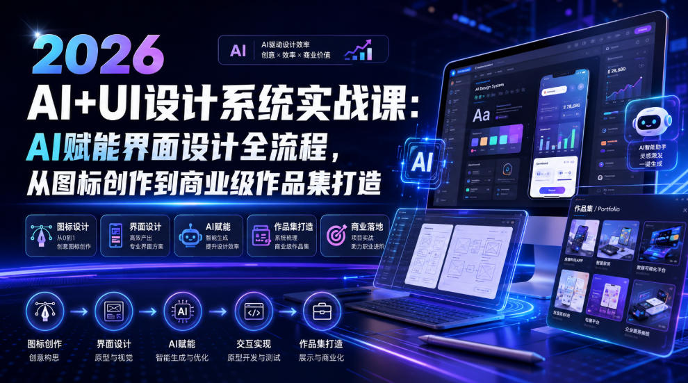 2026 AI+UI设计系统实战课：AI赋能界面设计全流程，从图标创作到商业级作品集打造采购|汽车产业|汽车配件|机加工企业家交流社群中心