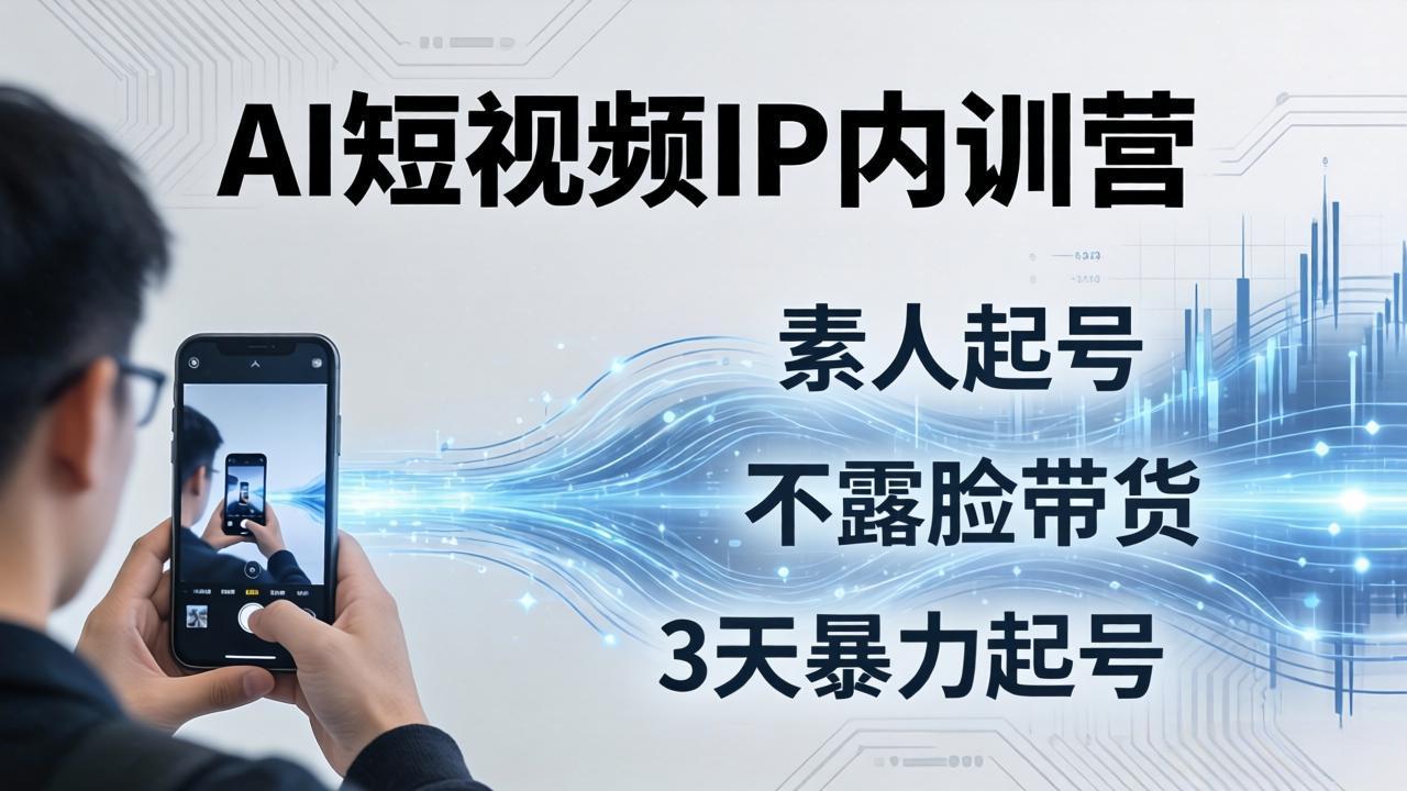 2026AI短视频IP内训营-更新：从素人起号到不露脸带货，3天暴力起号全流程拆解采购|汽车产业|汽车配件|机加工企业家交流社群中心