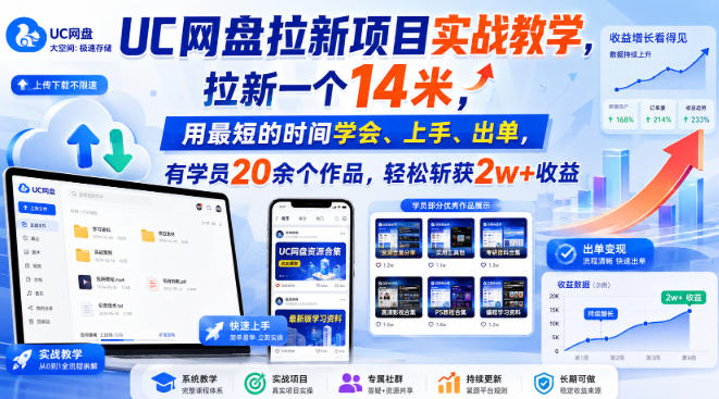 UC网盘拉新项目实战教学，拉新一个14米，用最短的时间学会、上手、出单，有学员20余个作品，轻松斩获2w+收益(更新0908)采购|汽车产业|汽车配件|机加工企业家交流社群中心