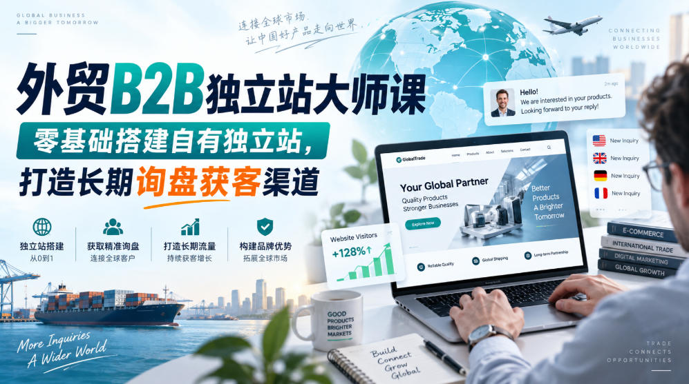 外贸B2B独立站大师课,零基础搭建自有独立站,打造长期询盘获客渠道采购|汽车产业|汽车配件|机加工企业家交流社群中心