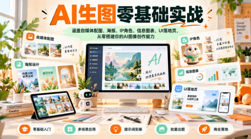 AI生图零基础实战，涵盖自媒体配图、海报、IP角色、信息图表、UI落地页，从零搭建你的AI图像创作能力采购|汽车产业|汽车配件|机加工企业家交流社群中心