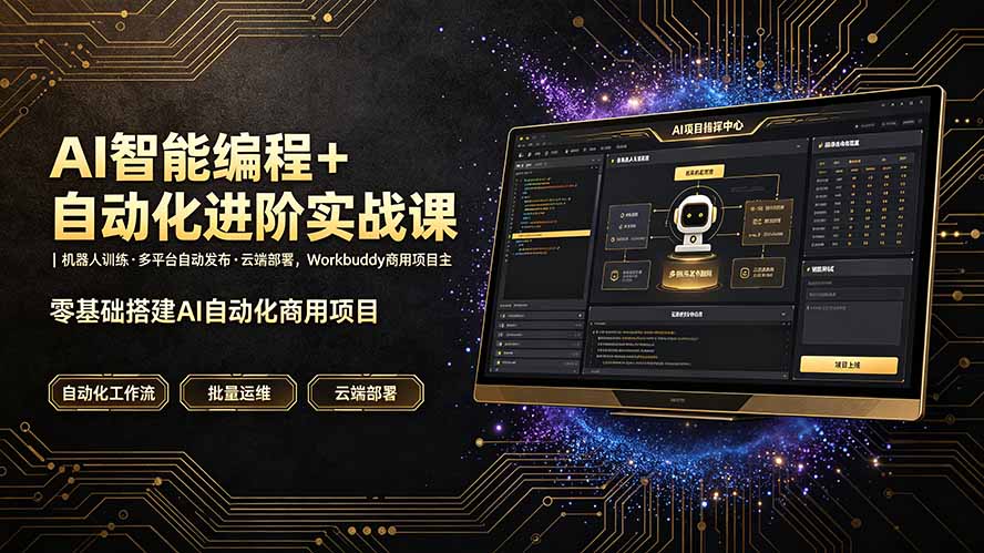 AI智能编程+自动化进阶实战课|机器人训练·多平台自动发布·云端部署,Workbuddy商用项目全流程教学采购|汽车产业|汽车配件|机加工企业家交流社群中心