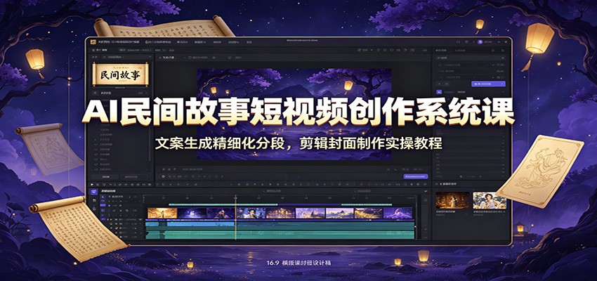 AI民间故事短视频创作系统课：文案生成精细化分段，剪辑封面制作实操教程采购|汽车产业|汽车配件|机加工企业家交流社群中心