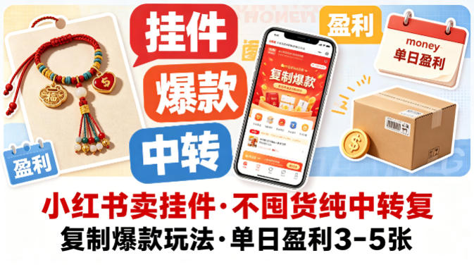 小红书卖挂件，不囤货纯中转复制爆款玩法，单日盈利3-5张采购|汽车产业|汽车配件|机加工企业家交流社群中心
